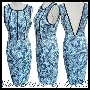 Wonderland by OASIS Blue Snakeskin Print Sleeveless Open Back Dress (8)